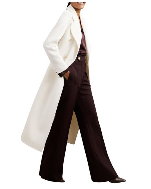 Reiss White Double-breasted Blindseam Wool-blend Coat