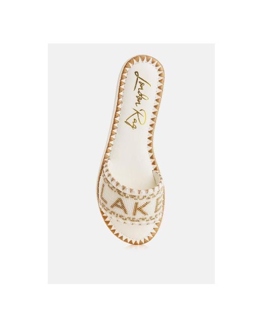 LONDON RAG White Beaded Lake Como Flat Slip Ons