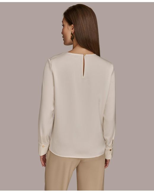Donna Karan Natural V-neck Embellished Top