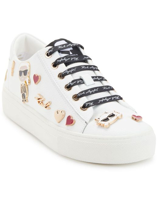 Karl Lagerfeld Leather Cate Embellished Sneakers in White - Lyst