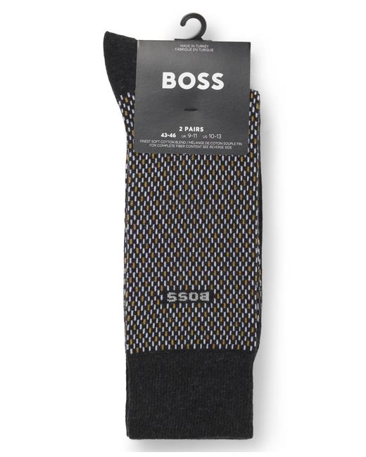 Boss Black Mini-pattern Combed Socks for men