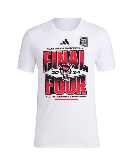 Adidas White Nc State Wolfpack 2024 Ncaa Basketball Tournament March Madness Final Four Locker Room T-shirt