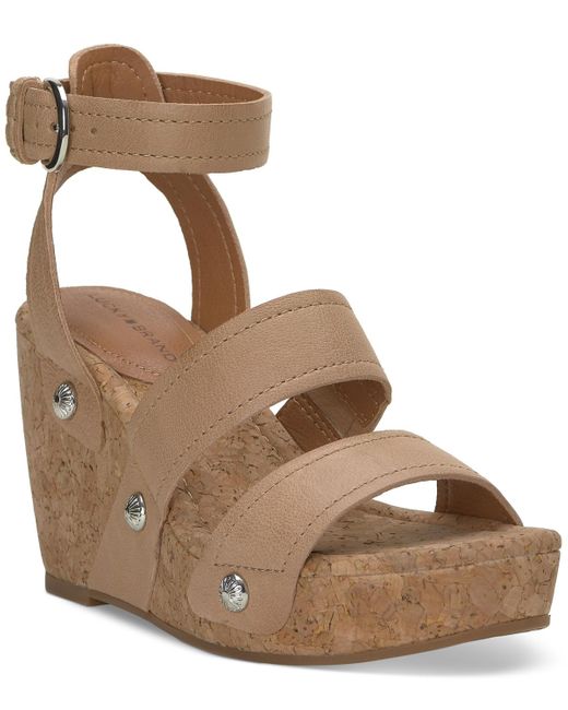 Lucky Brand Brown Valintina Strappy Platform Wedge Sandals