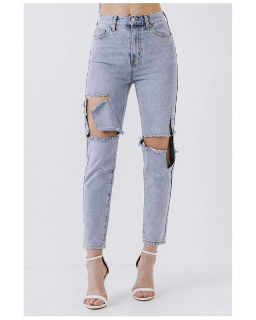 Endless Rose Destroyed High Waisted Skinny Jeans in Blue | Lyst