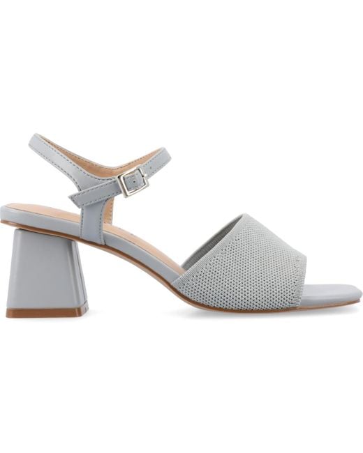 Journee Collection Metallic Evylinn Knit Block Heel Dress Sandals