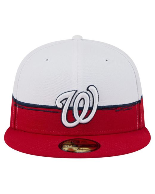 KTZ Red/white Washington Nationals Paint Stroke 59fiftyâ Fitted Hat for men