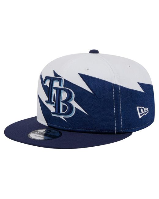 KTZ Blue Navy/white Tampa Bay Rays jagged 9fifty Snapback Hat for men
