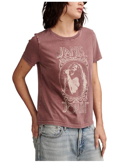 Lucky Brand Purple Janis Joplin Crewneck Cotton T-shirt