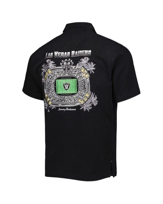 Tommy Bahama Black Las Vegas Raiders Top Of Your Game Camp Button-up Shirt