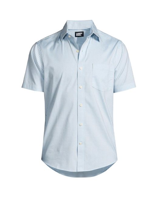 Lands' End Blue Traditional Fit Short Sleeve Travel Kit Shirt for men