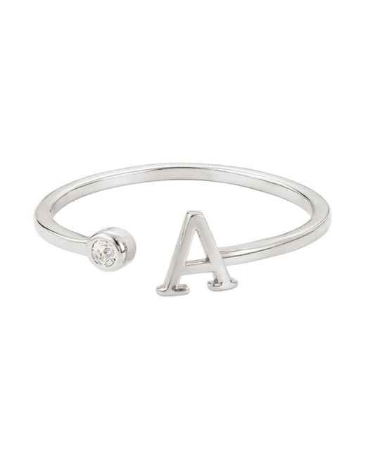 Adornia White Silver Adjustable Cz Initial Ring