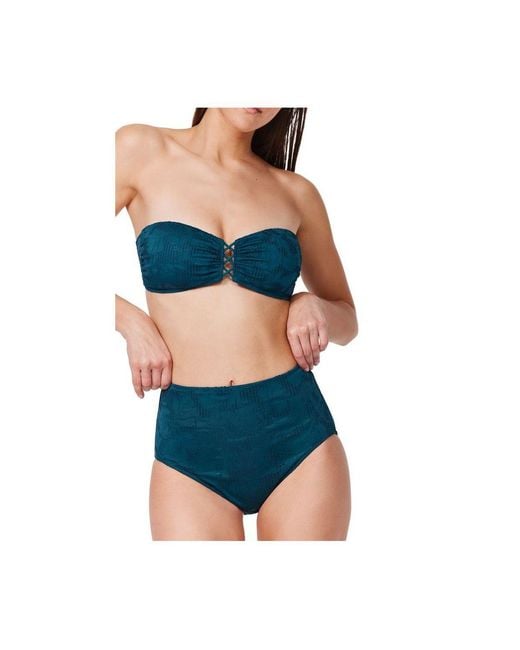 Gottex Blue Jolene Textured Bandeau Bikini Top