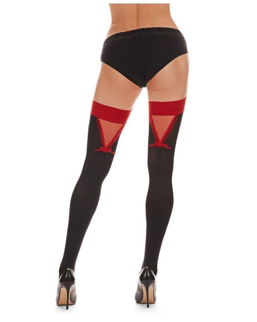 Memoi Black Opaque Thigh High Stockings