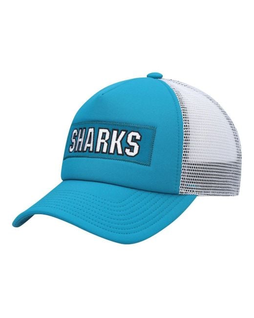 adidas Teal, White San Jose Sharks Team Plate Trucker Snapback Hat in Blue  for Men | Lyst