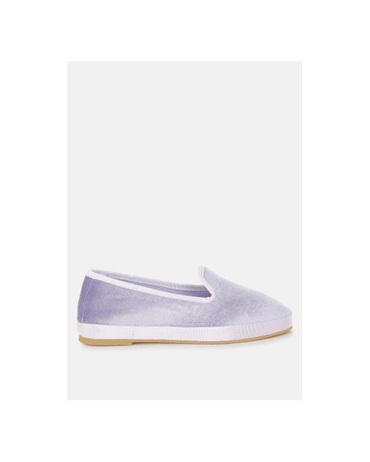 LONDON RAG Blue Saba Velvet Round Toe Slip-on Loafers