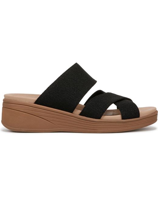 LifeStride Brown Fiona Washable Strappy Slide Wedge Sandals