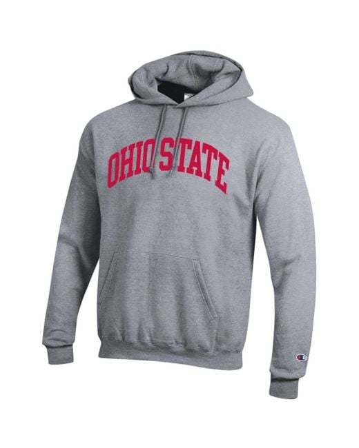 Champion Gray Ohio State Buckeyes Basic Arch Fleece Pullover Hoodie for men