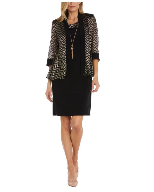 R & M Richards Women's Black Chevron Jacket & Sheath Dress -  www.jkreigsman.com