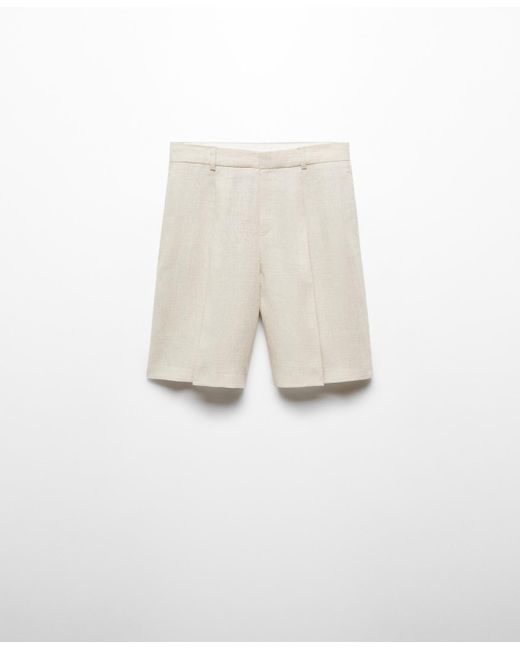 Mango Natural Linen Bermuda Shorts