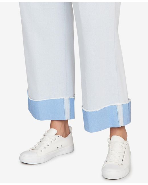 Ruby Rd White Plus Size Cuffed Pull-on Faux Fly Pants