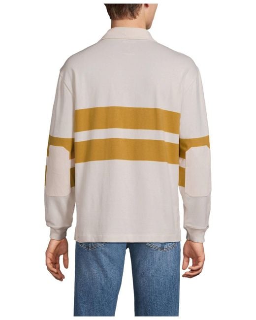 Lands' End White Long Sleeve rugged Rugby Embroidered Polo for men