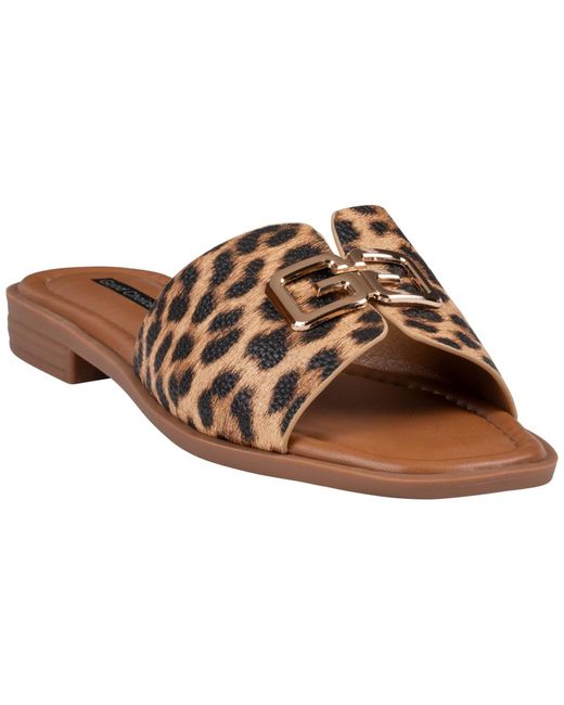 Gc Shoes Brown Square Toe Flat Sandals