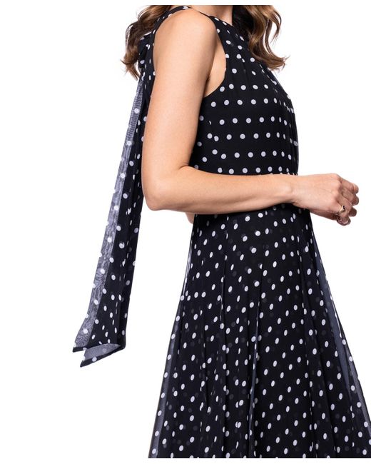 Betsy & Adam Long Halter Neck Sleeveless Gown With Rhinestone Straps In Navy Black 116935756