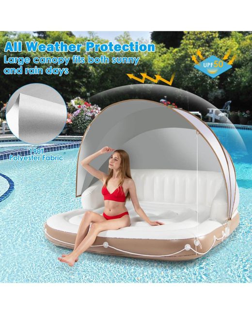 SUGIFT Gray Inflatable Pool Float Lounge Swimming Raft