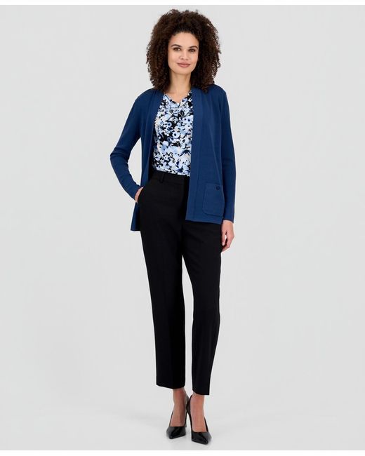 Anne Klein Blue Malibu Fine Rib Open-front Cardigan