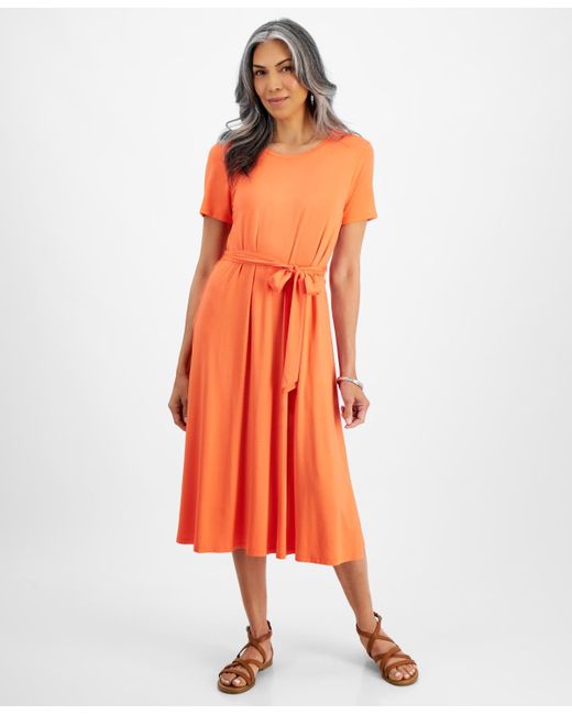 Style & Co. Orange Short-sleeve T-shirt Dress