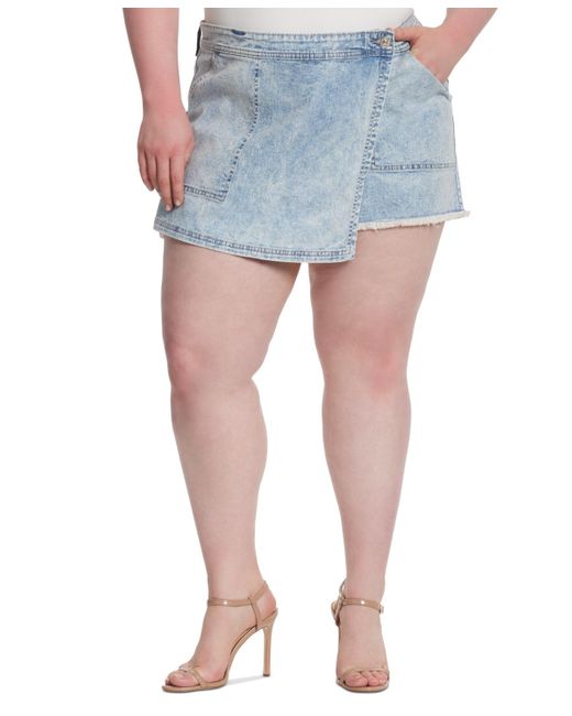 Jessica Simpson Blue Trendy Plus Size Denim Skort