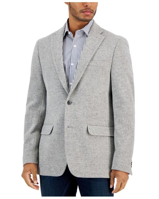 Tommy Hilfiger Modern-fit Herringbone Wool Sport Coat in Gray for Men | Lyst