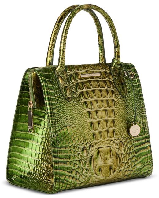 Brahmin Green Caroline Melbourne Small Leather Satchel