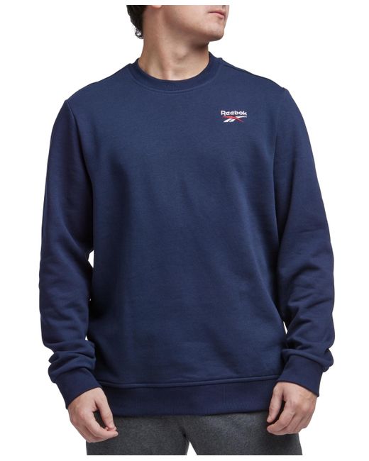 Reebok Blue Identity Vector Regular-fit Logo-print Fleece Sweatshirt for men