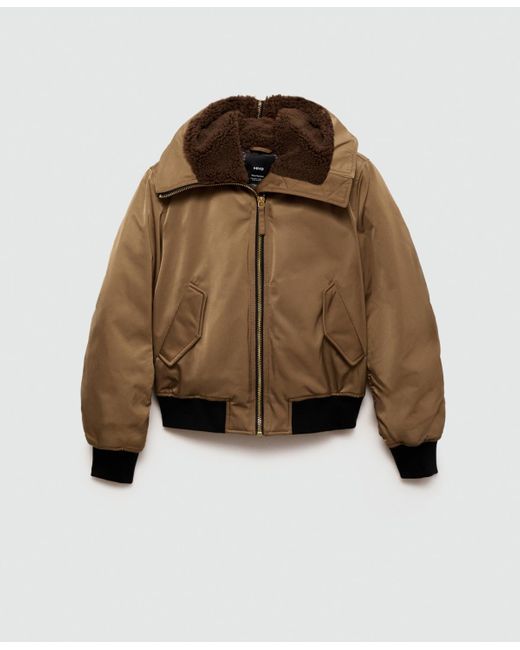 Mango Brown Fleece Lining Bomber Jacket
