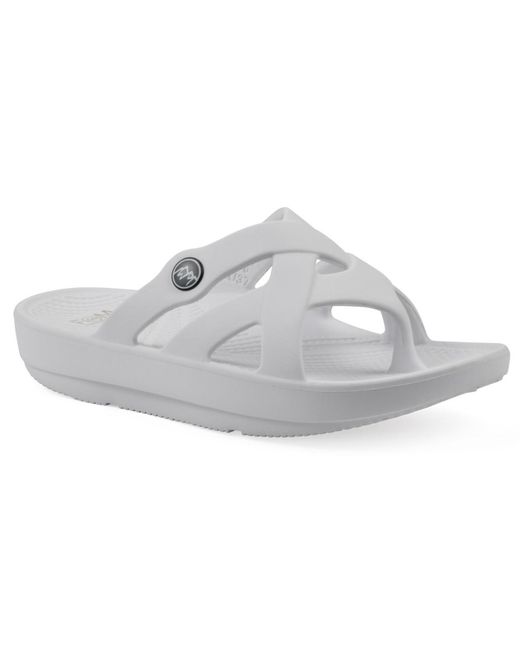 White Mountain Gray Mountain Rip Round Toe Flat Sandals