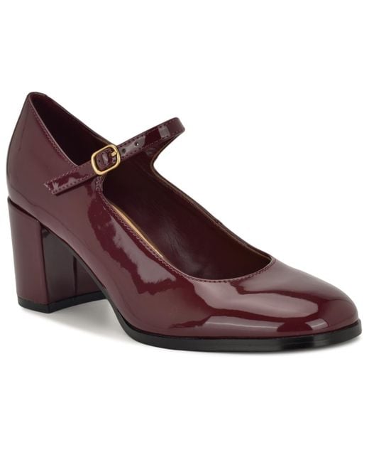 Nine West Red Maryj Mary Jane Block Heel Pumps