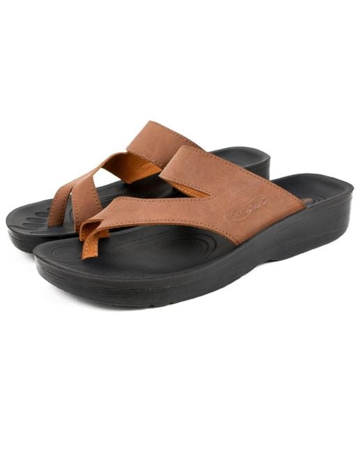 AEROTHOTIC Black Odal Split Toe Arch Support Sandals