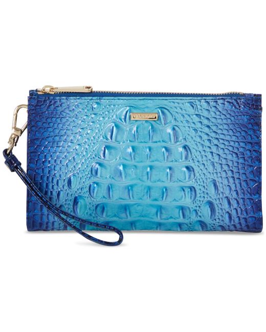 Brahmin Daisy Ombre Melbourne Embossed Leather Wristlet in Blue Lyst