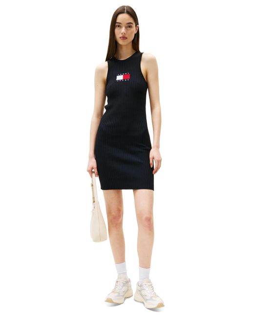 sachin and babi light blue dress Tommy Hilfiger Flag Graphic Sweater Mini Dress in Black