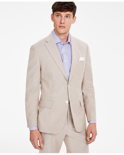 Tommy Hilfiger Natural Modern-fit Th Flex Stretch Chambray Suit Separate Jacket for men
