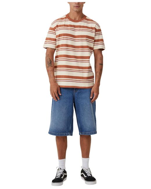 Cotton On Orange Loose Fit Stripe T-shirt for men