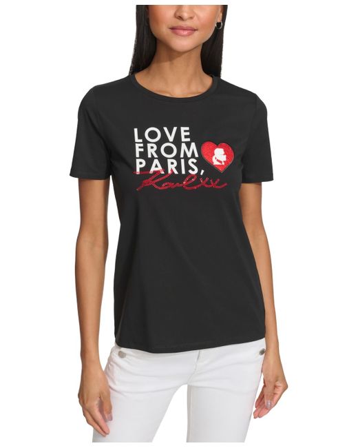 Karl Lagerfeld Black Love From Paris Graphic T-shirt