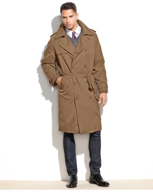 London Fog Natural Coat, Iconic Belted Trench Raincoat for men