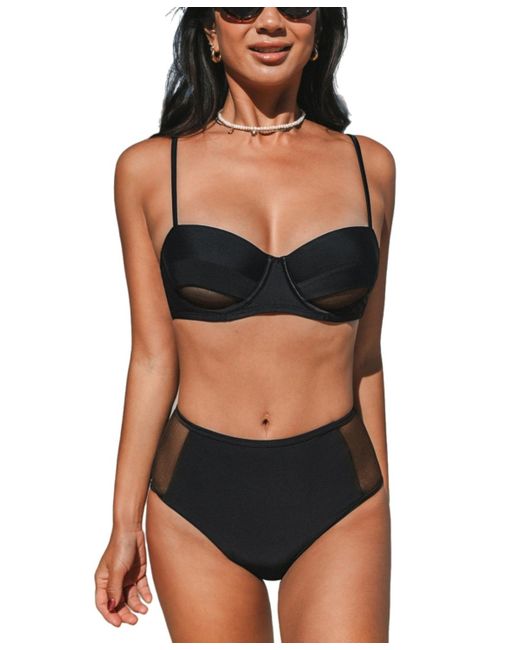 CUPSHE Black Take A Peek Bikini Set