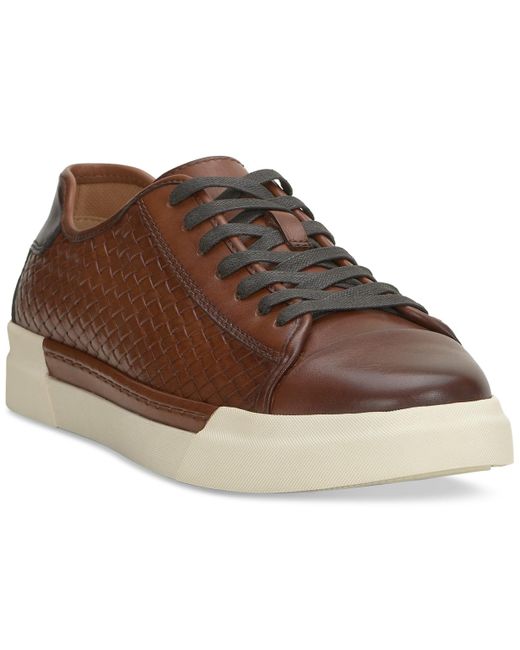 Vince Camuto Brown Raigan Leather Low-top Woven Sneaker for men
