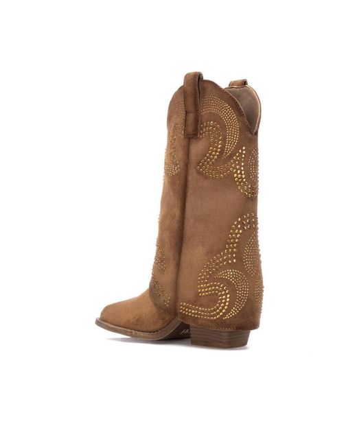Xti Brown Suede Foldover Booties By