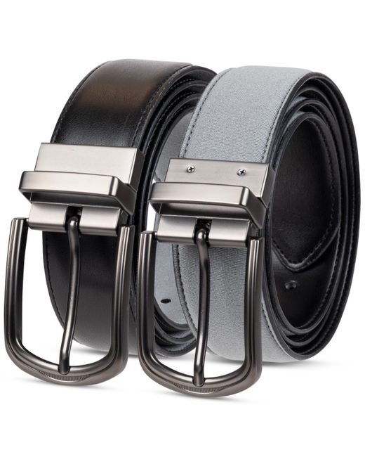 Alfani Black Reversible Faux-leather Casual Belt for men