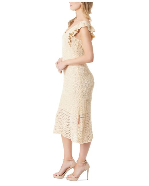 Jessica Simpson Natural Ocean Pointelle-knit Midi Dress