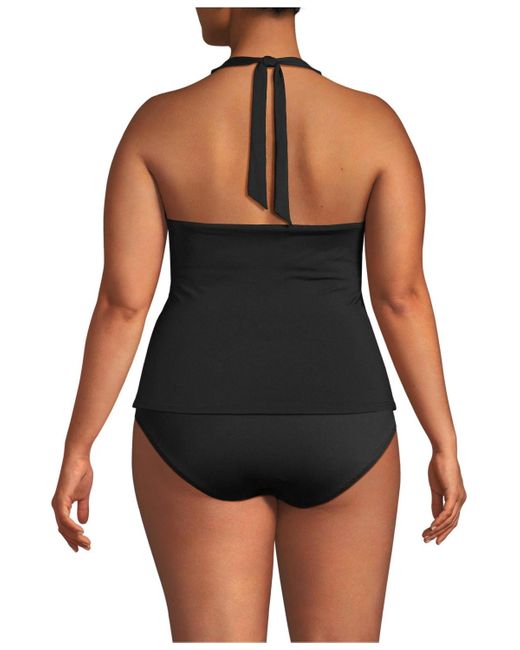 Lands' End Black Twist Halter Tankini Top